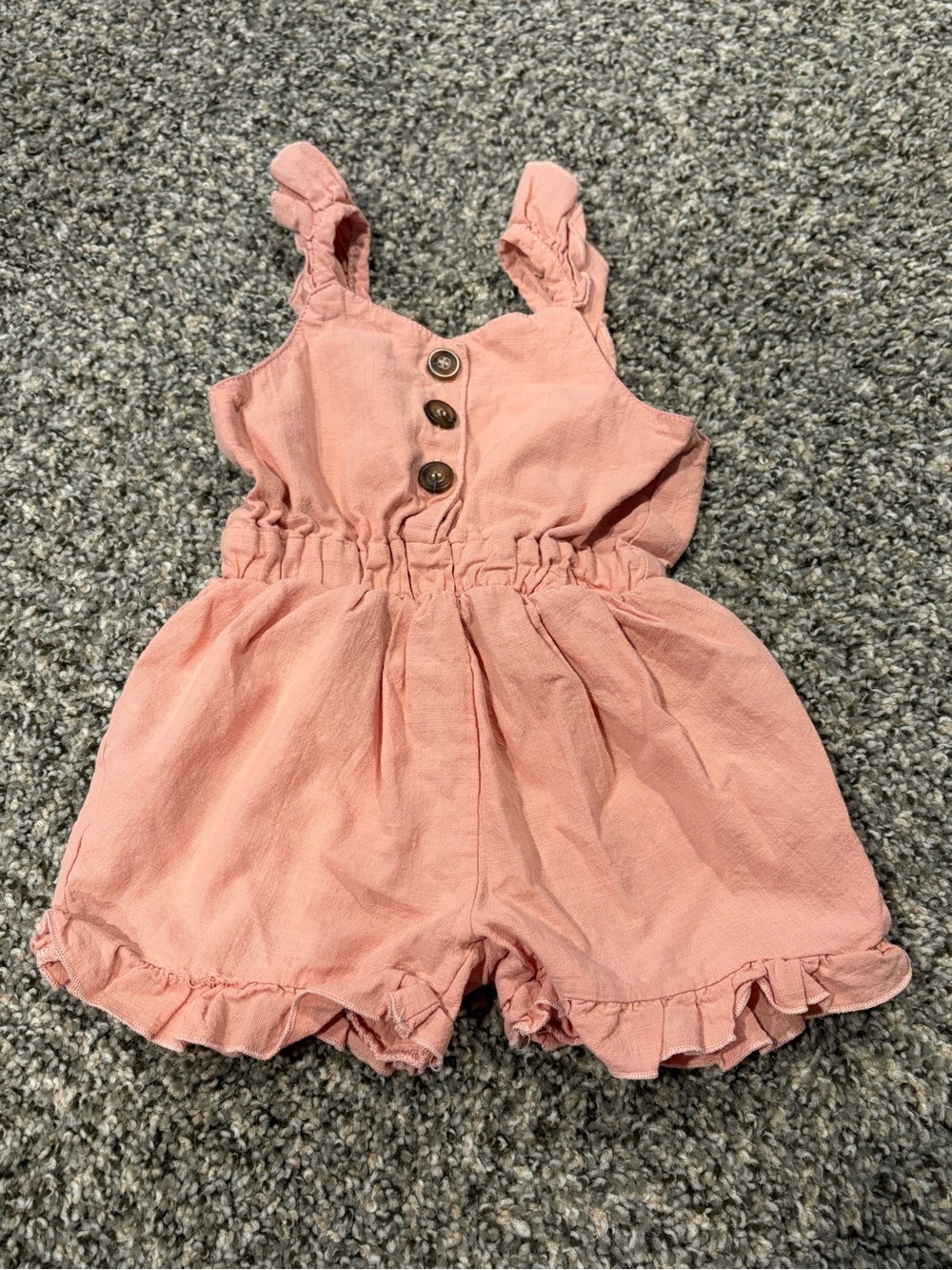Girls Pink Ruffled Sleeveless Romper
